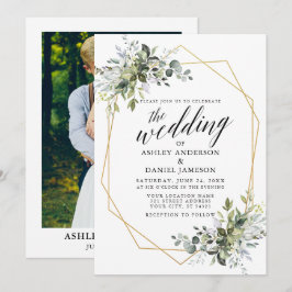 Greenery Calligraphy Geometric Foto Wedding Einladung