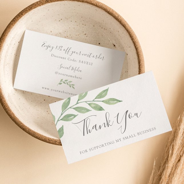 Greenery Calligraphy Vielen Dank für Ihre Bestellu Visitenkarte (Von Creator hochgeladen)