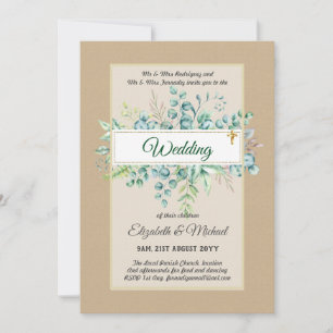 Greenery CATHOLIC Wedding Christlich Budget Modern Einladung