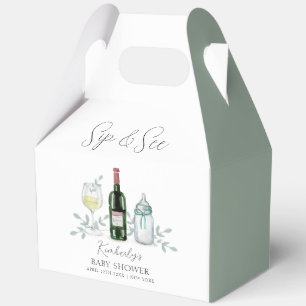 Greenery Champagne Sip & See Baby Dusche Geschenkschachtel