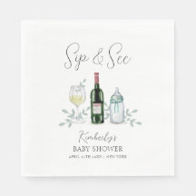Greenery Champagne Sip & See Baby Dusche