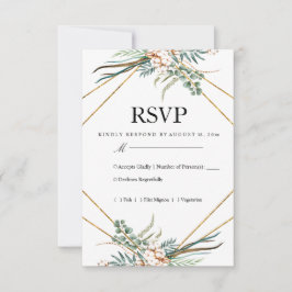 Greenery Cotton Boho Glitzer Wedding RSVP Karte