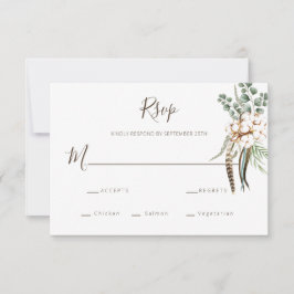 Greenery Cotton Boho Wedding RSVP Card Karte
