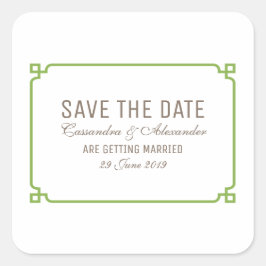 Greenery Deko Chic Save the Date Quadratischer Aufkleber