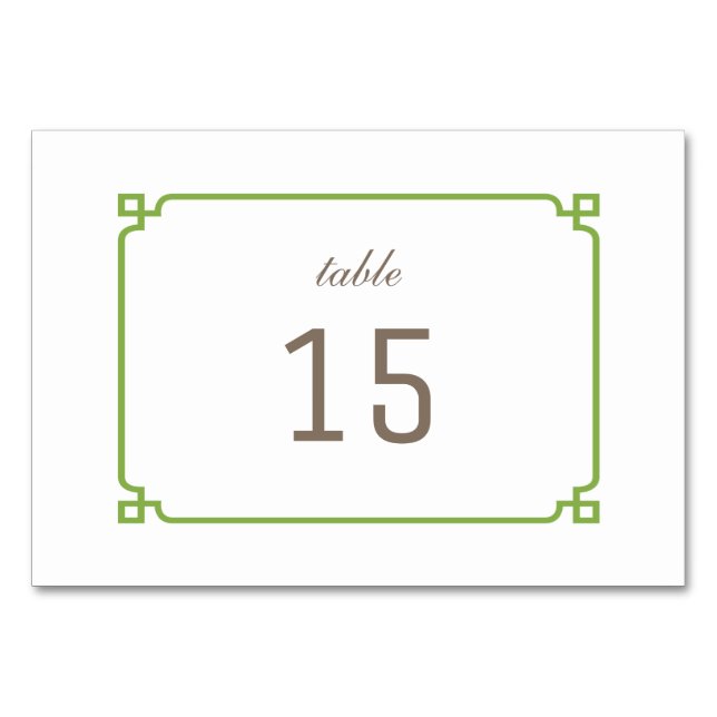 Greenery Deko Chic Table Card Tischnummer (Vorderseite)