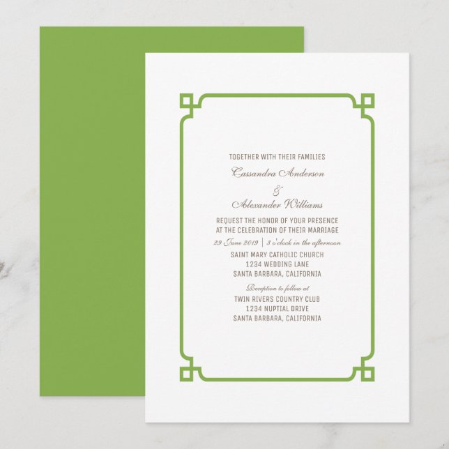 Greenery Deko Chic Wedding Einladung (Vorne/Hinten)