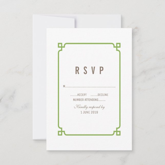 Greenery Deko Chic Wedding RSVP Karte (Vorderseite)