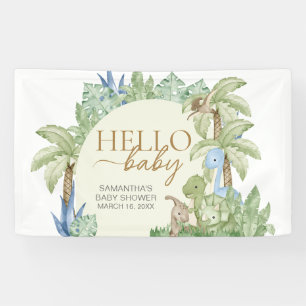 Greenery Dinosaur Babydusche Banner