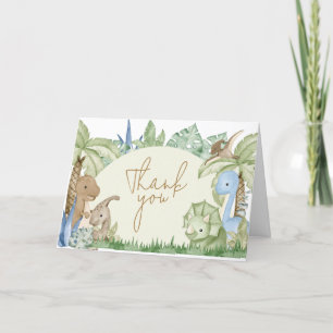 Greenery Dinosaur Babydusche Dankeskarte