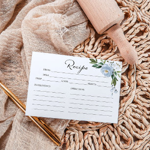 Greenery Dusty Blue Brautparty Recipe Cards