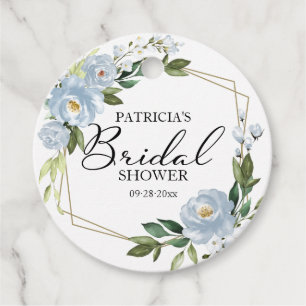 Greenery Dusty Blue Floral Geometric Brautparty Geschenkanhänger