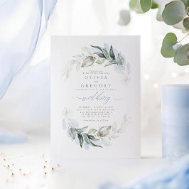 Greenery Dusty Blue Moderne Elegante Hochzeit Einladung