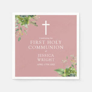 Greenery Dusty Rose Pink Erste Heilige Kommune Serviette