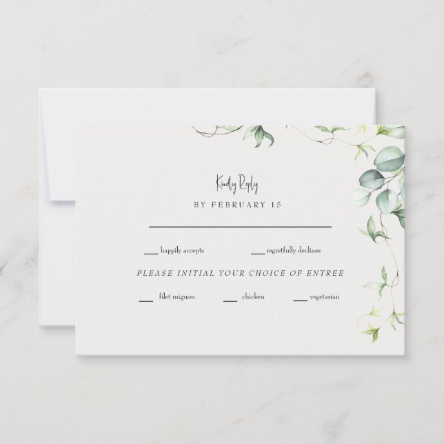 Greenery Elegance Cream Wedding RSVP (Vorderseite)