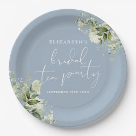 Greenery Elegant Dusty Blue Bridal Party Pappteller
