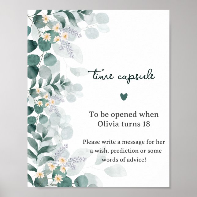 Greenery Elegant Eukalyptus Time Kapsel Poster (Vorne)