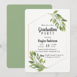 Greenery elegante Graduation Party-Karte Einladung