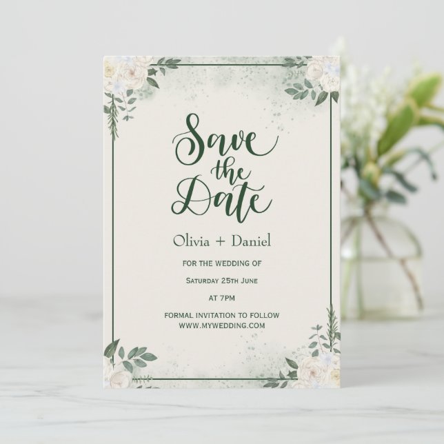 Greenery Elopement Save The Date Invitation (Debout devant)
