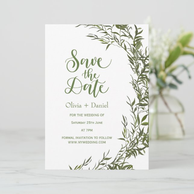 Greenery Elopement Save The Date Invitation Einladung (Stehend Vorderseite)