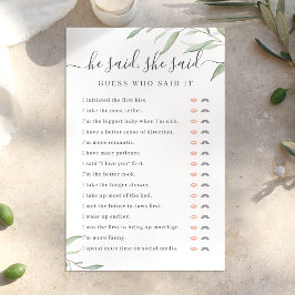 Greenery Er sagte, sie sagte Brautparty-Spiel