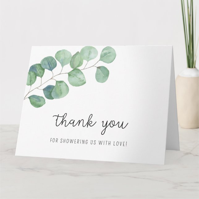 Greenery Eucalyptus - Baby Dusche Vielen Dank Dankeskarte (Vorderseite)