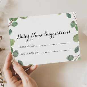 Greenery Eucalyptus Baby Name Suggestions Card