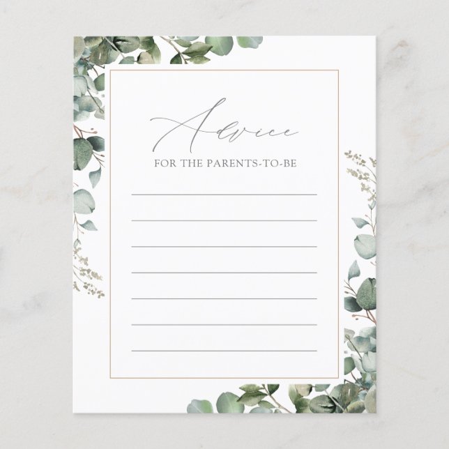 Greenery Eucalyptus Baby Shower Advice Card (Vorderseite)