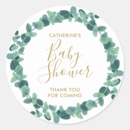 Greenery Eucalyptus Baby Shower Runder Aufkleber