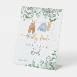 Greenery eucalyptus Bearly wait Baby Shower Welcom Sockelschild