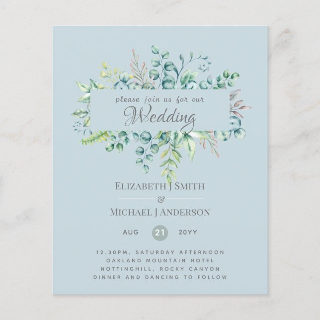 Greenery Eucalyptus Blätter Blue Sky Wedding (Vorderseite)