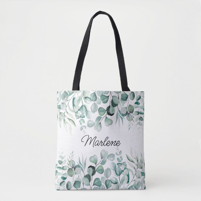 Greenery Eucalyptus Blätter Bridesmaid Tote Bag Tasche (Vorderseite)