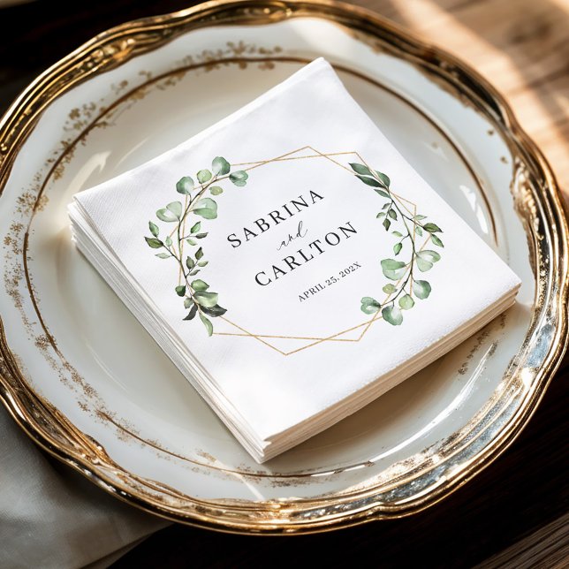 Greenery Eucalyptus Blätter Geometric Wedding Serviette (Von Creator hochgeladen)