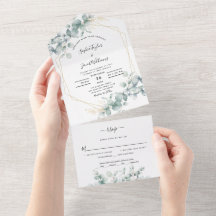 Greenery Eucalyptus Blätter Gold Geometric Wedding