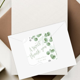 Greenery Eucalyptus Blätter Wedding Vielen Dank Quadratischer Aufkleber