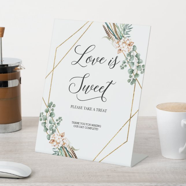 Greenery Eucalyptus Boho Blätter Liebe ist süß Sockelschild (In SItu)