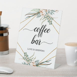 Greenery Eucalyptus Boho Calligraphy Coffee Bar Sockelschild