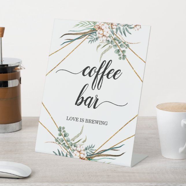 Greenery Eucalyptus Boho Calligraphy Coffee Bar Sockelschild (In SItu)