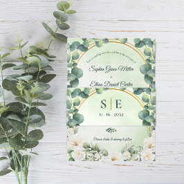 Greenery Eucalyptus Botanical Monogram Wedding Einladungsbanderole