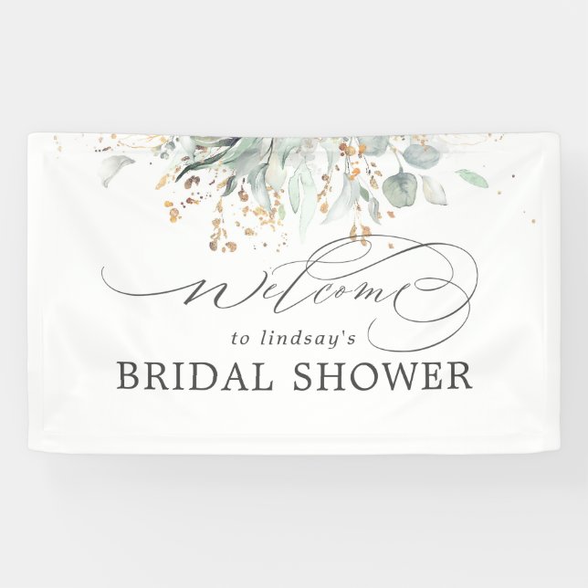 Greenery Eucalyptus Brautparty Willkommen Banner (Horizontal)