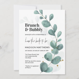 Greenery Eucalyptus Brunch & Bubbly Brautparty Einladung