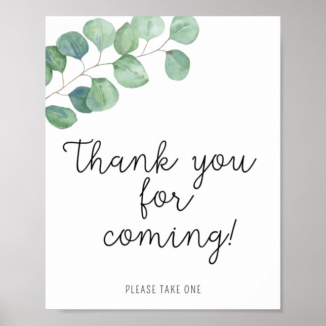 Greenery Eucalyptus - Danke für Ihre Anwesenheit Poster (Vorne)