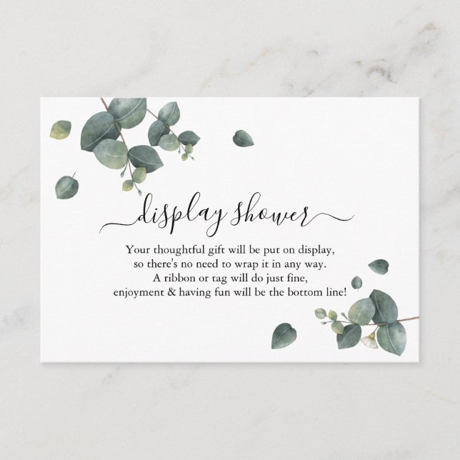 Greenery Eucalyptus Display Bridal Polterabend Begleitkarte (Vorderseite)