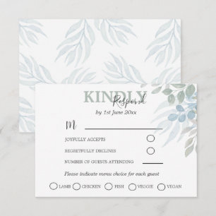 Greenery Eucalyptus Dusty Blue Wedding RSVP