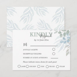 Greenery Eucalyptus Dusty Blue Wedding RSVP Karte