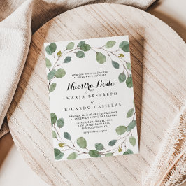 Greenery Eucalyptus Foliage Nuestra Boda Wedding Einladung