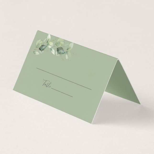 Greenery Eucalyptus Foliage Wedding Platzkarte (Vorderseite)