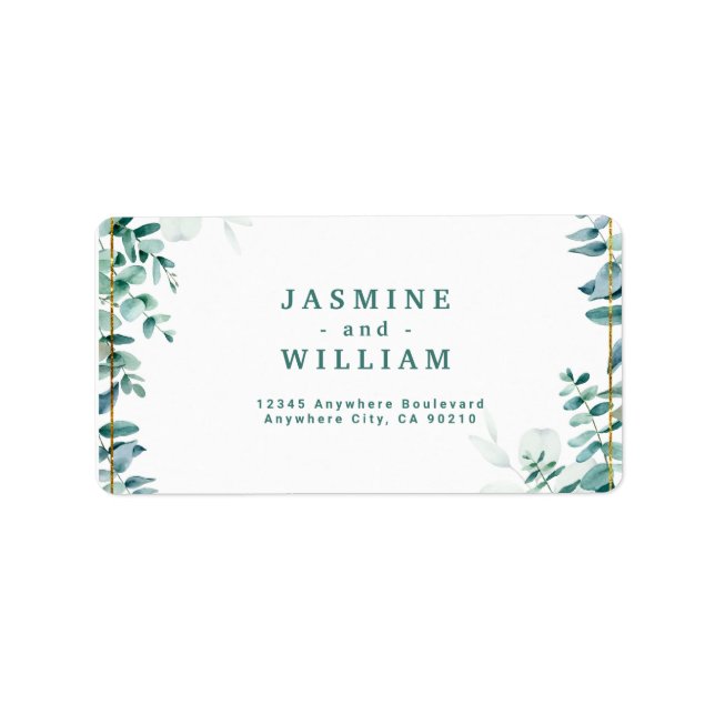 Greenery Eucalyptus Frameborder Adressaufkleber (Vorne)