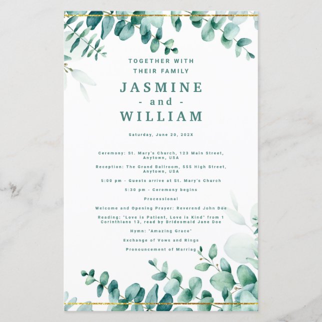 Greenery Eucalyptus Frameborder Wedding (Vorderseite)