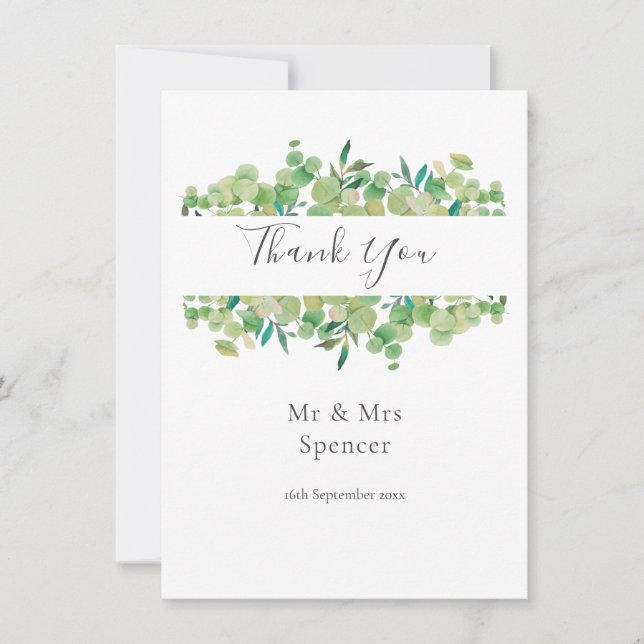 Greenery Eucalyptus Garland Vielen Dank für Ihre H Dankeskarte (Vorderseite)