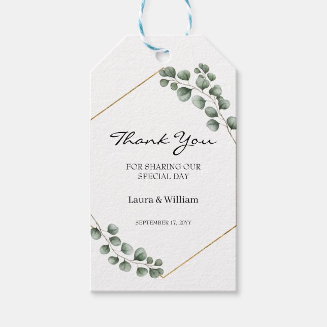 Greenery Eucalyptus Gastgeschenk Hochzeit Vielen D Geschenkanhänger (Vorderseite)